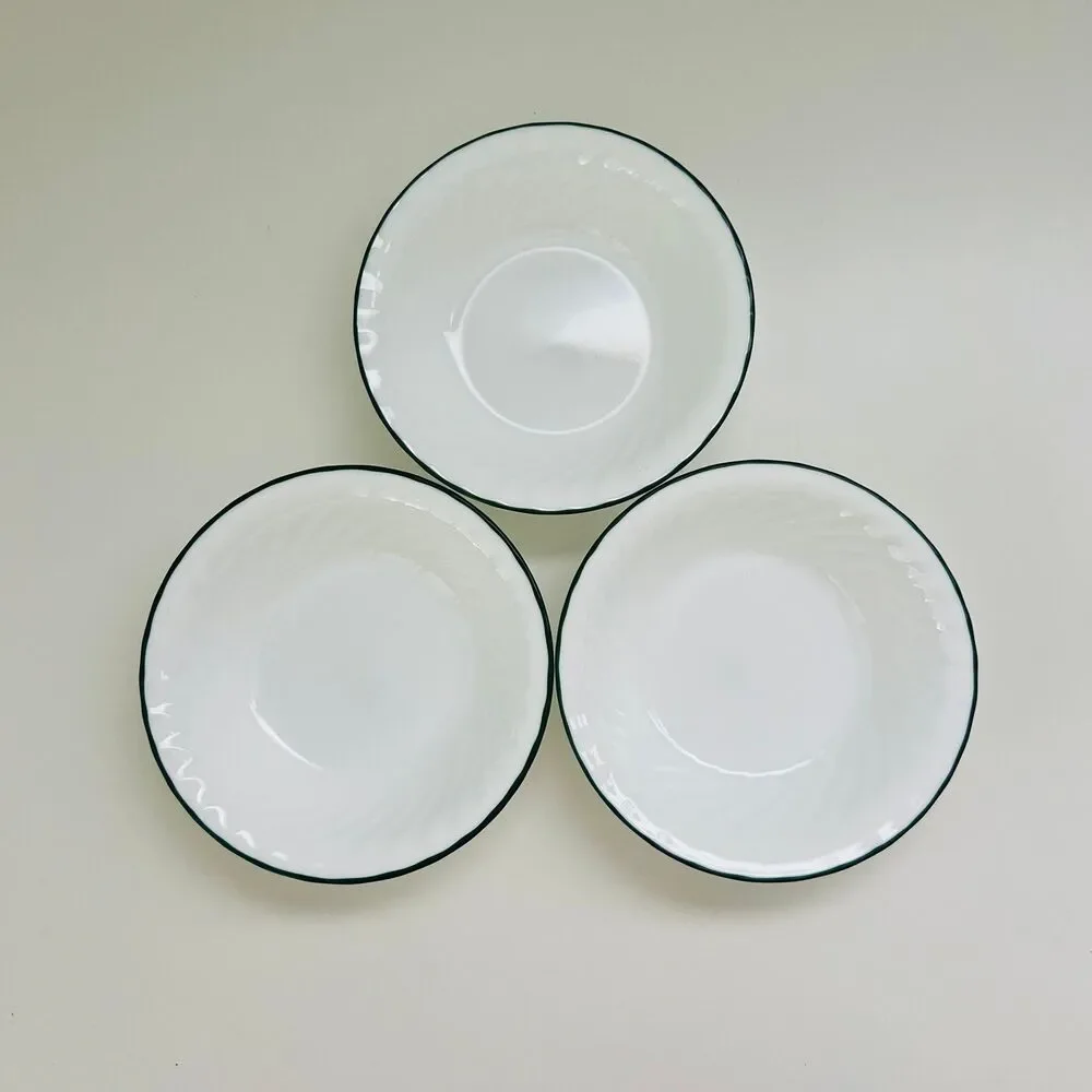 CORELLE Callaway Ivy Swirl Green Trim 18 oz Cereal Soup Bowls, Set of 3